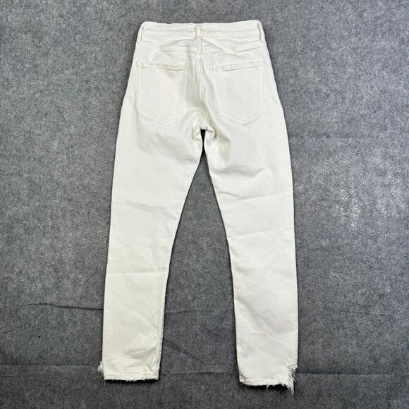 AGOLDE Toni Mid Rise Straight White Destroyed Hem Denim Jeans Size 25 - Picture 11 of 13
